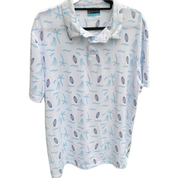 PGA Tour Men’s S XL White Vacation Print Performance Golf Polo Shirt - Picture 1 of 6